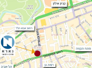 מפת הגעה אל מרכז רפואי נארא